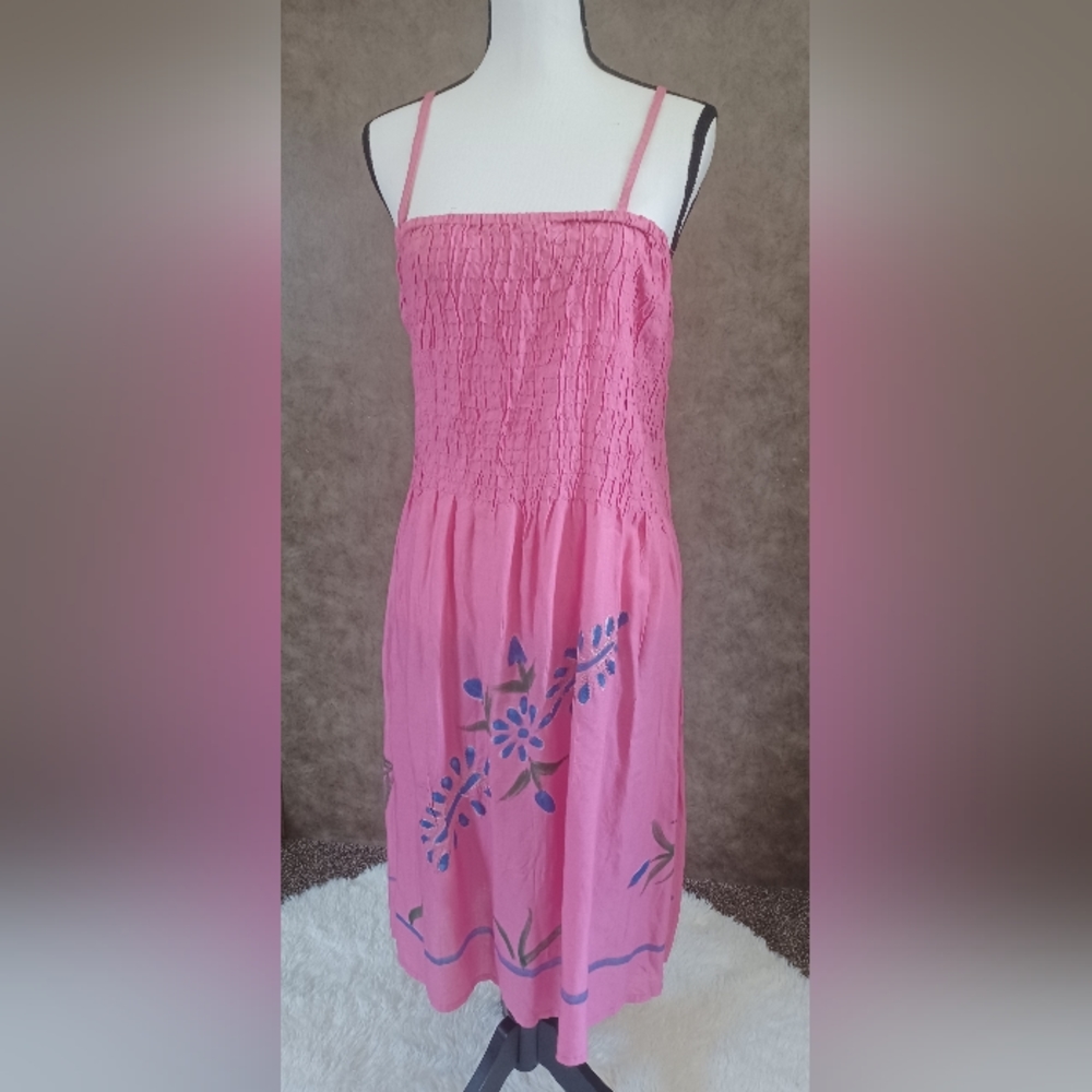 Women's Pink Spaghetti Strao Tank Maxi Sundress Size XL By Cagaci Sport